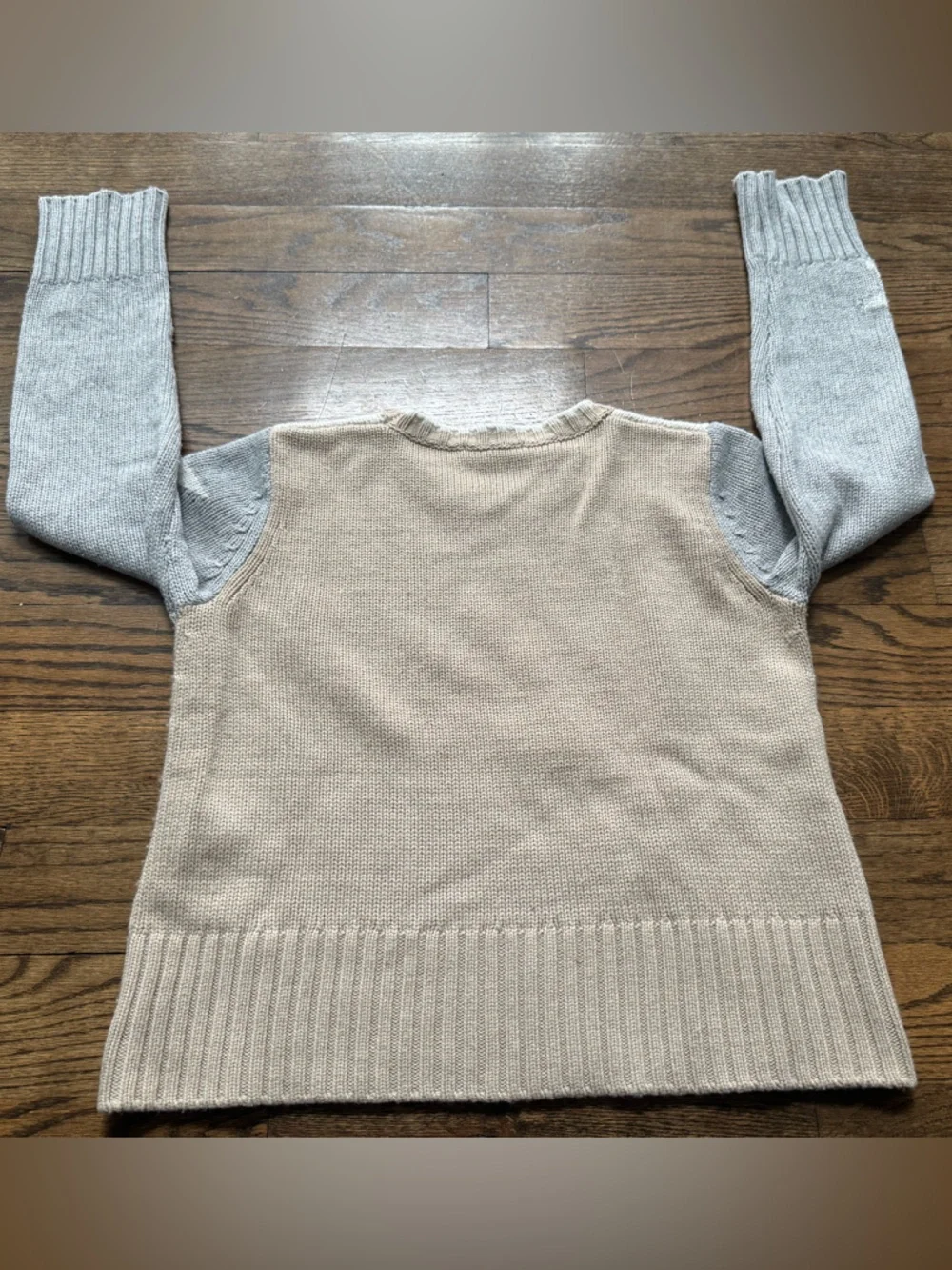 Splendid Star Colorblock Sweater XS Neutral Knit Beige Gray Pullover